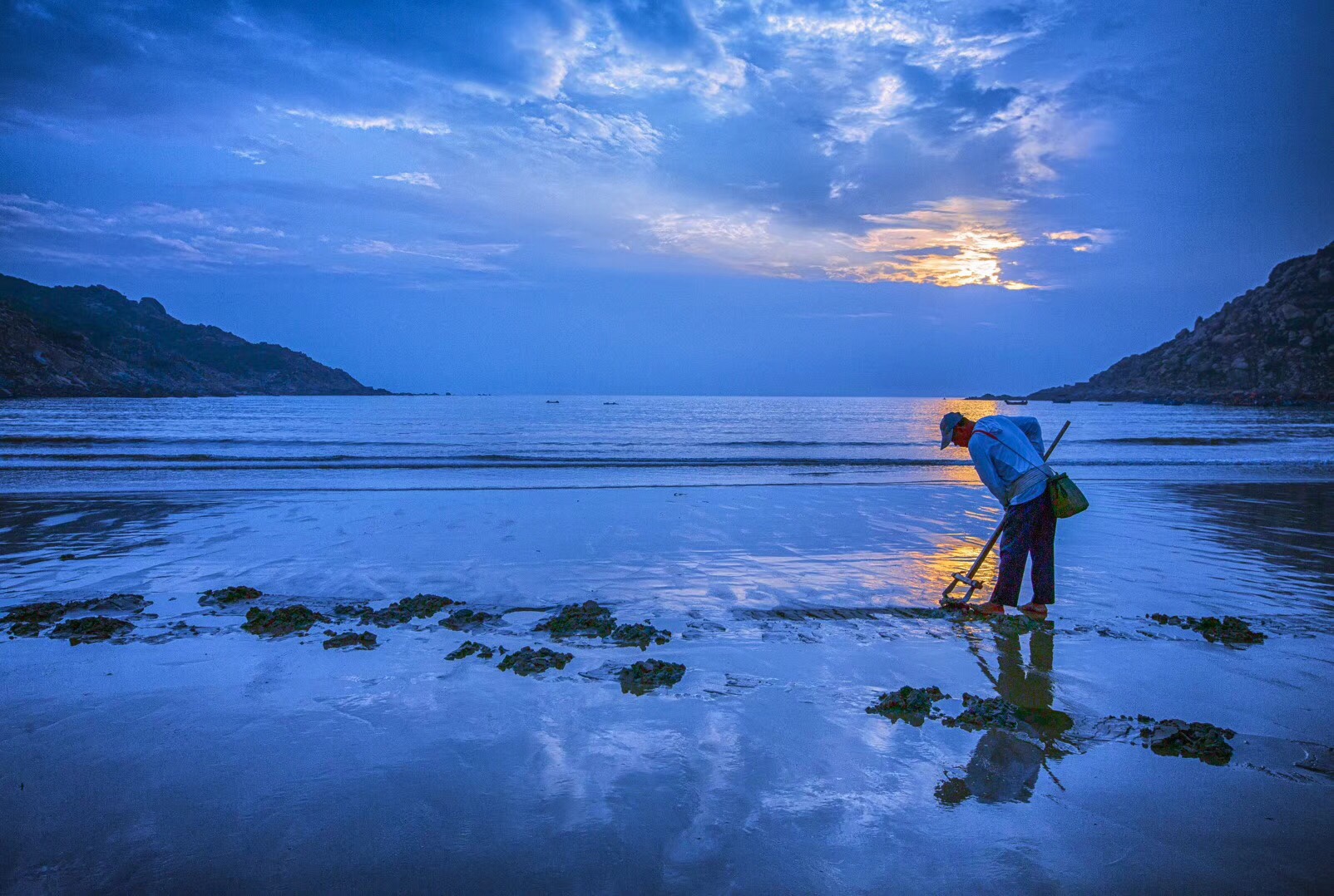 滩涂旅游摄影圣地霞浦之北兜沙滩日出