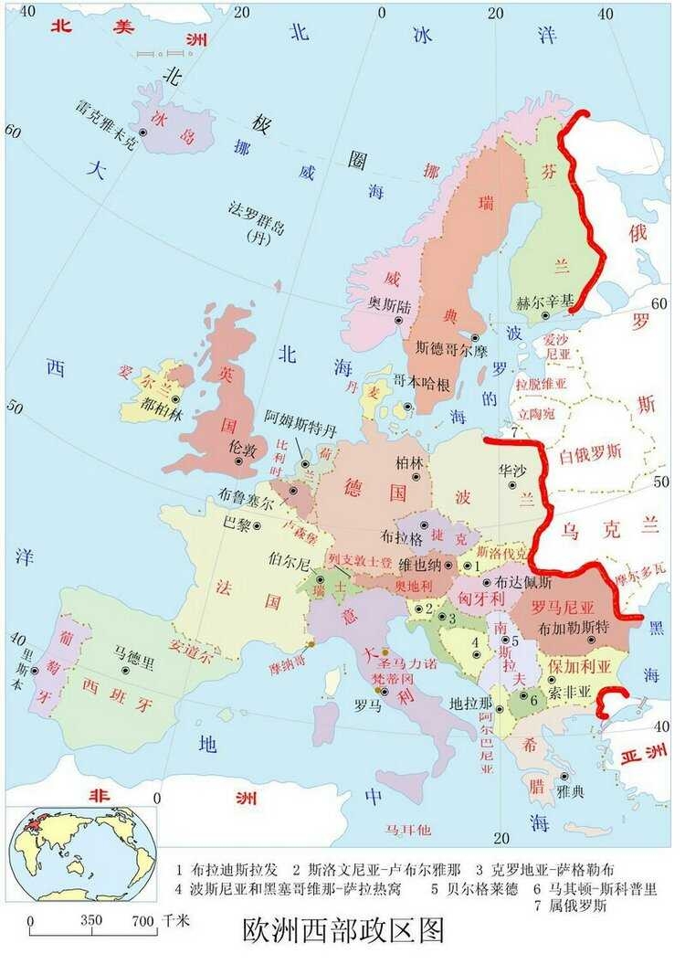 欧洲西部地图