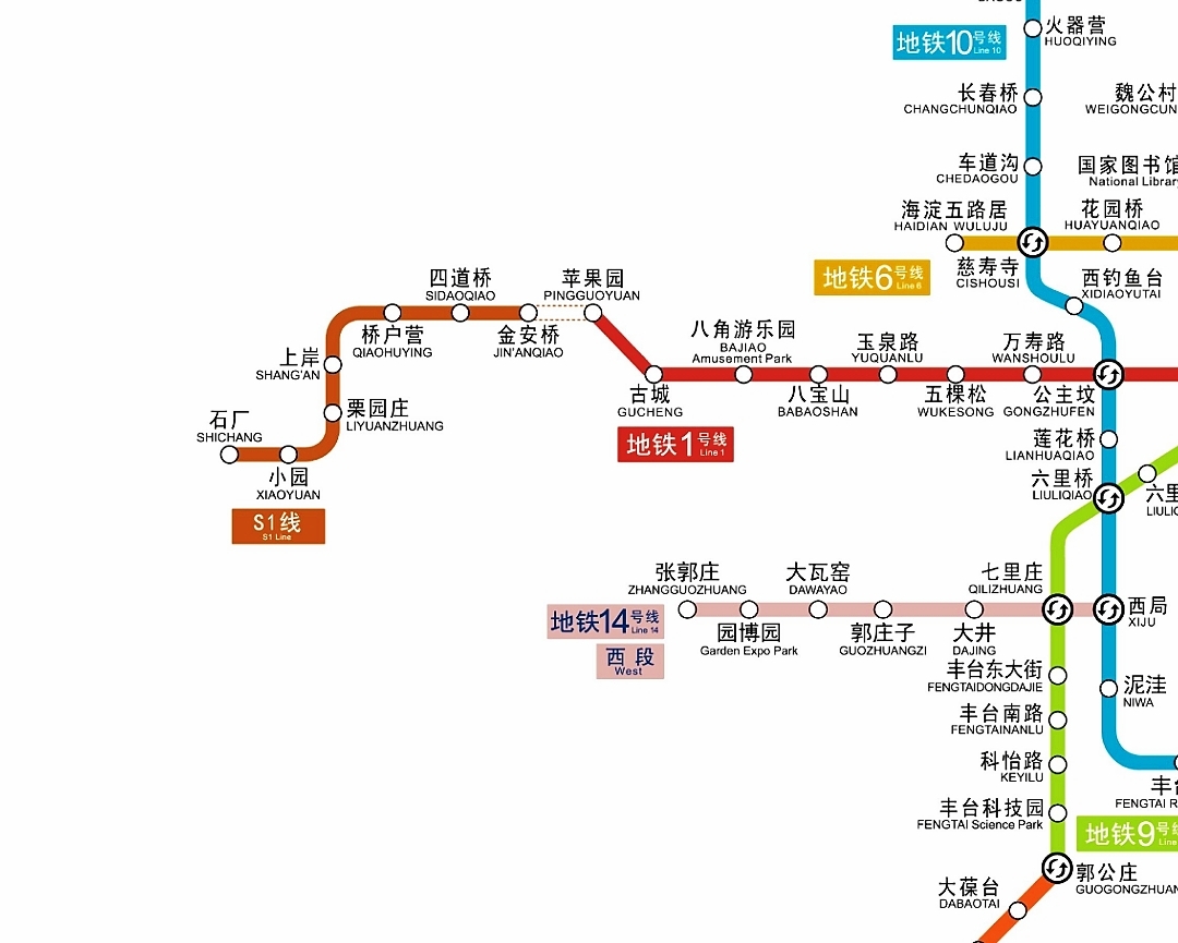 图中显示s1磁浮线与地铁1号线6号线的关系.