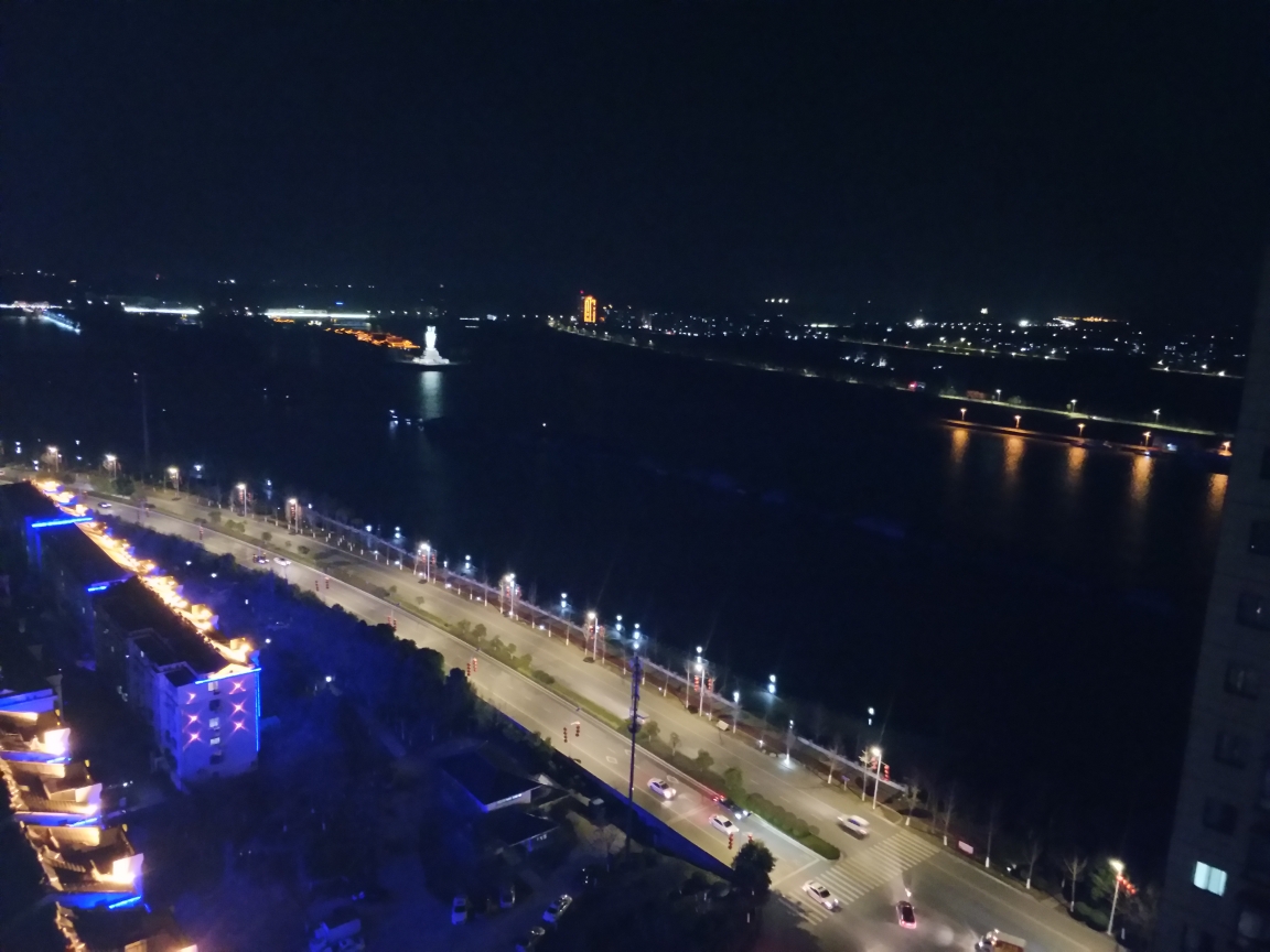 泗阳运河风光带夜景,站在运河名门府二儿子家26楼所拍,2019年正月初三