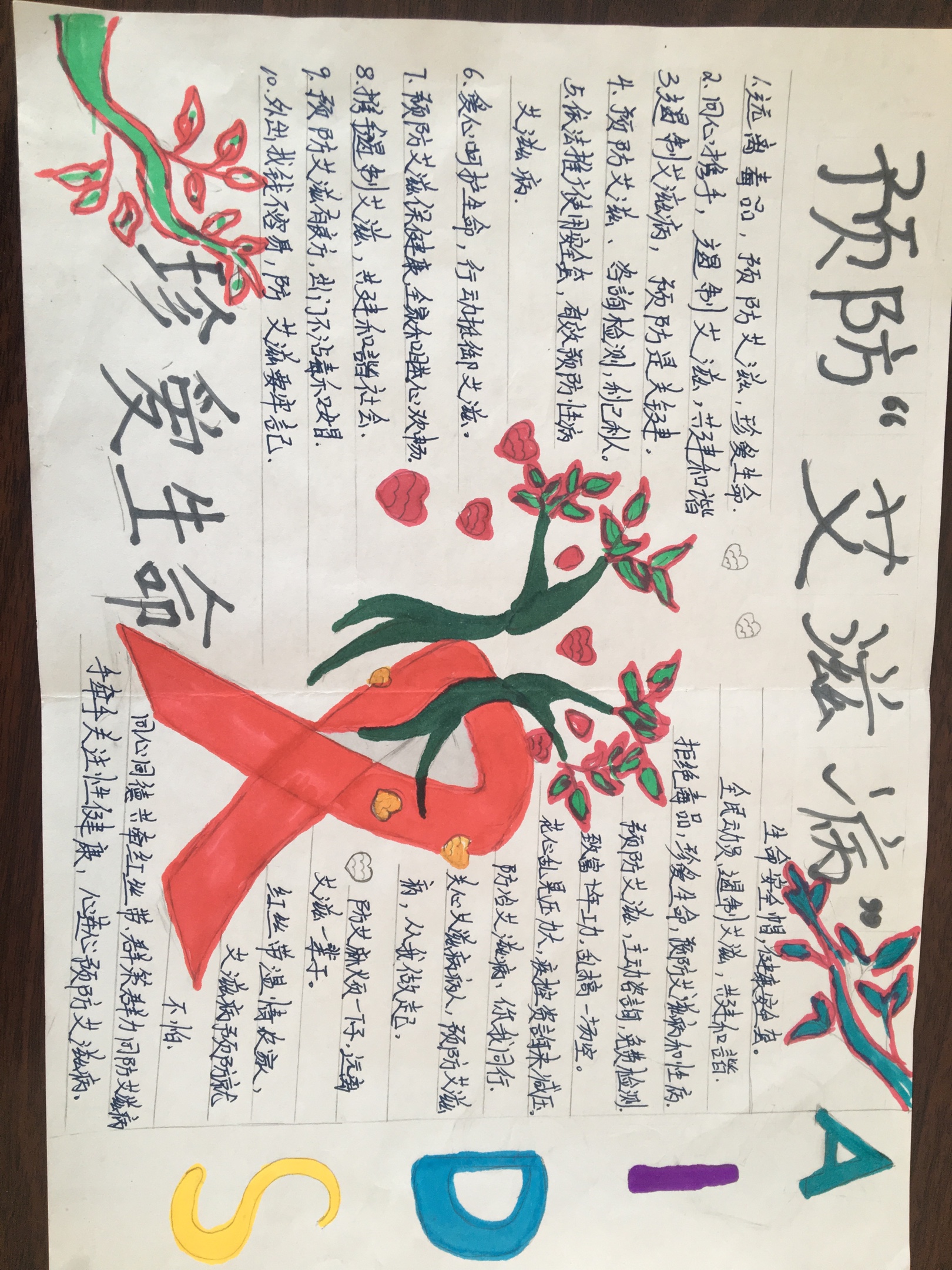 红丝带亲子手抄报一一(入学日记六十七)