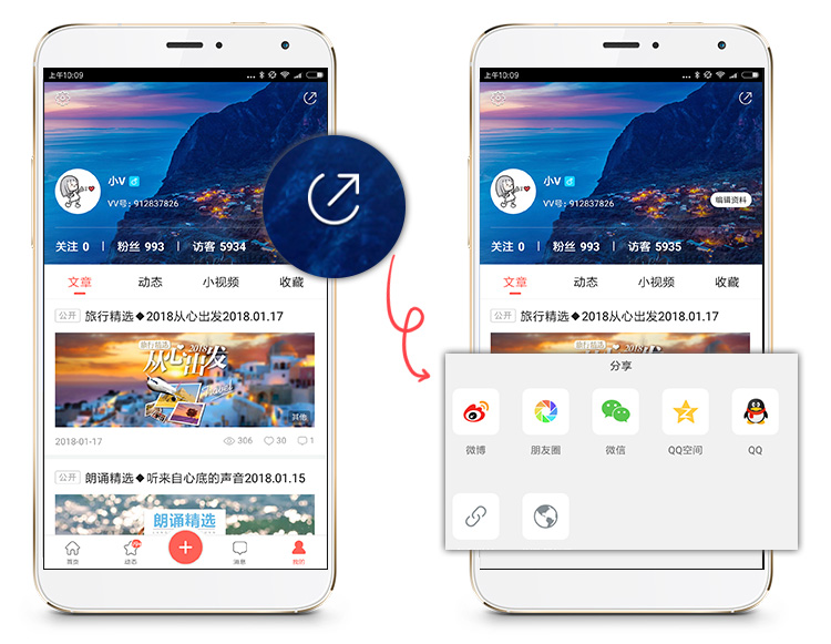 新增 个人空间分享, 访客记录, 话题活动, 文章导出长图文等功能.
