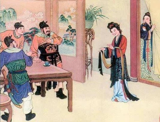 爷娘闻女来,出郭相扶将;阿姊闻妹来,当户理红妆;小弟闻姊来,磨刀霍霍